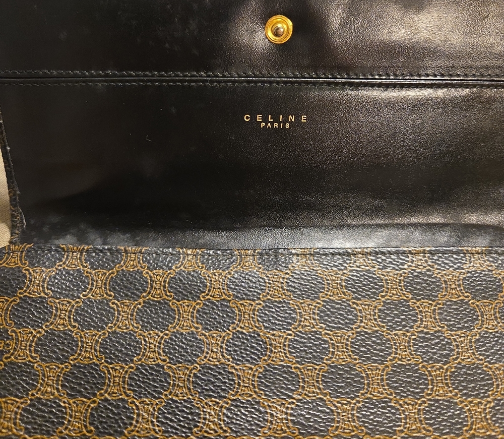Celine Black and Gold Patterned Clutch